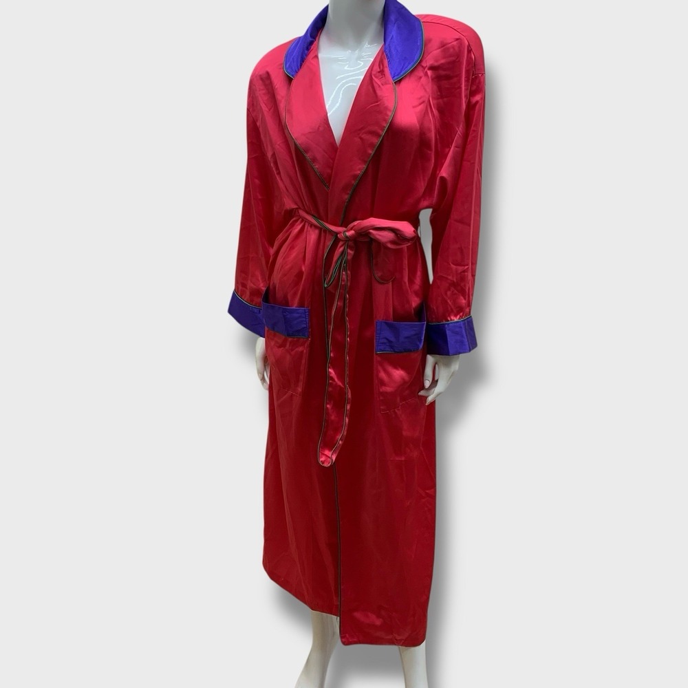 Victoria's‎ Secret Vintage Gold Label Pink Purple Colorblock Kimono Robe P/S